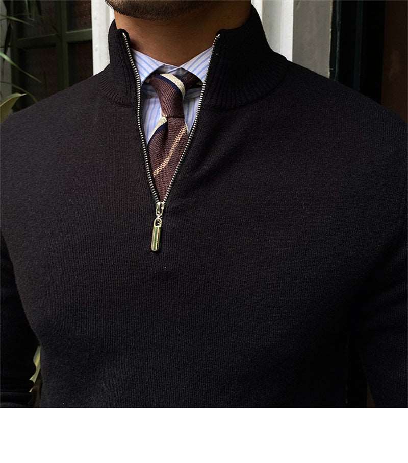 Men's casual fashion stand-up collar zipper knit long-sleeved sweater!!!