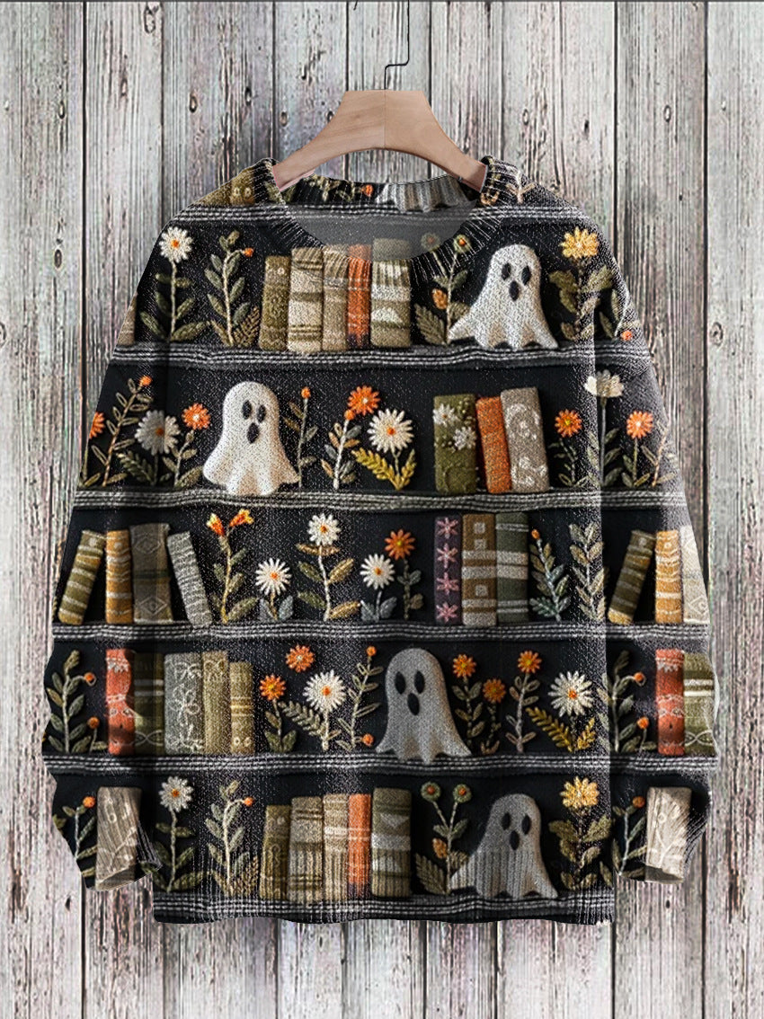 Men's knitted pullover sweaters with ghost series halloween print