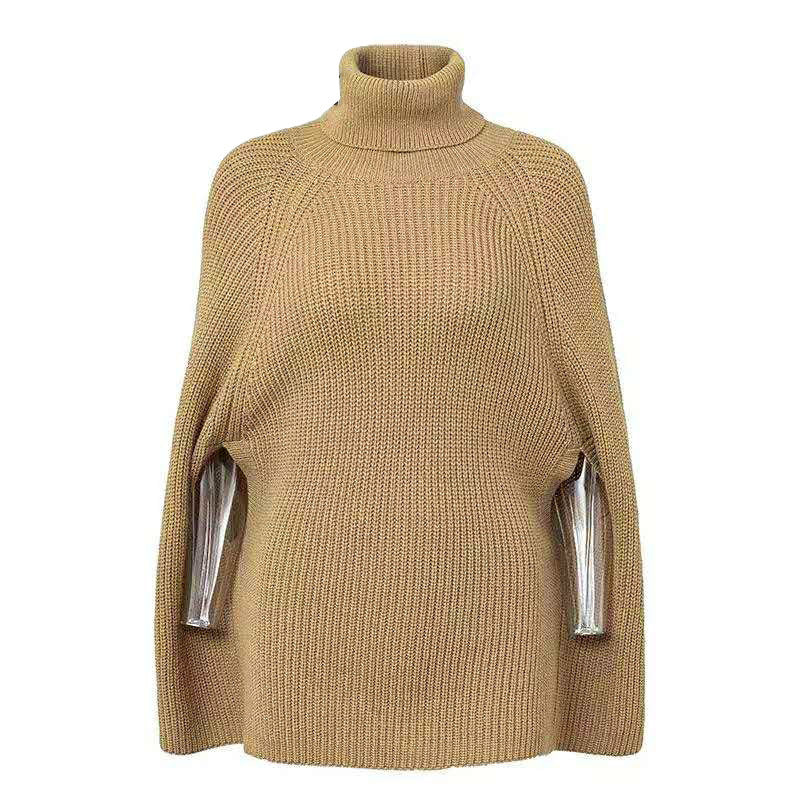 Solid color modern knitted cape-sweater for women