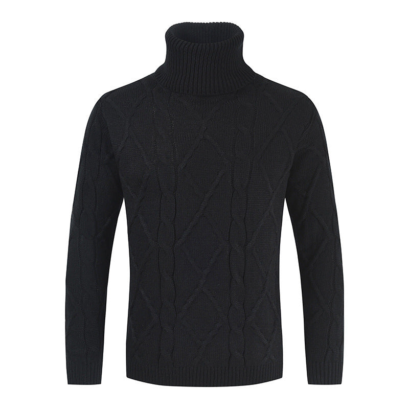 Men's loose solid color turtleneck sweater