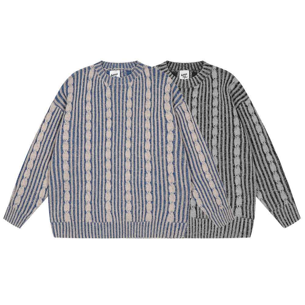 Men's sweater in casual style with vertical stripes