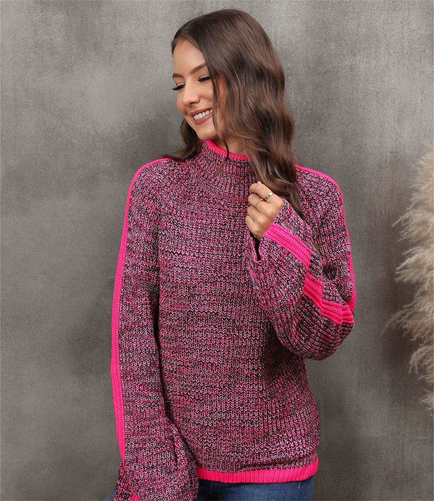 "Popular women's sweater with patched colors."