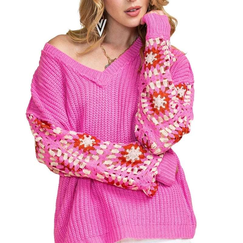 Women's modern crocheted knitted sweater, perfect for casual all-match styling