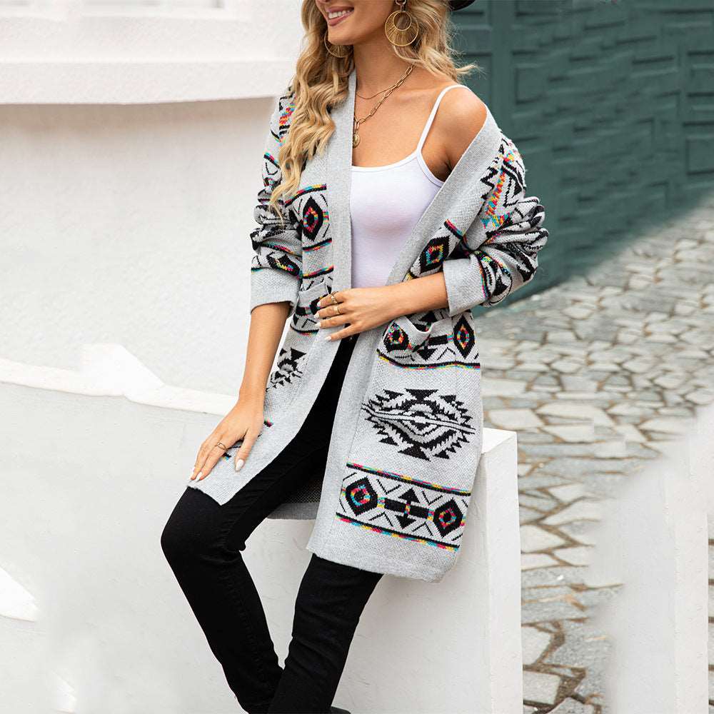 Plus size knitwear coat for women with a thin geometric pattern!!!