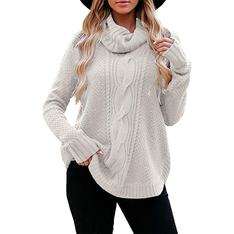 Women's classic style high collar knitted sweater