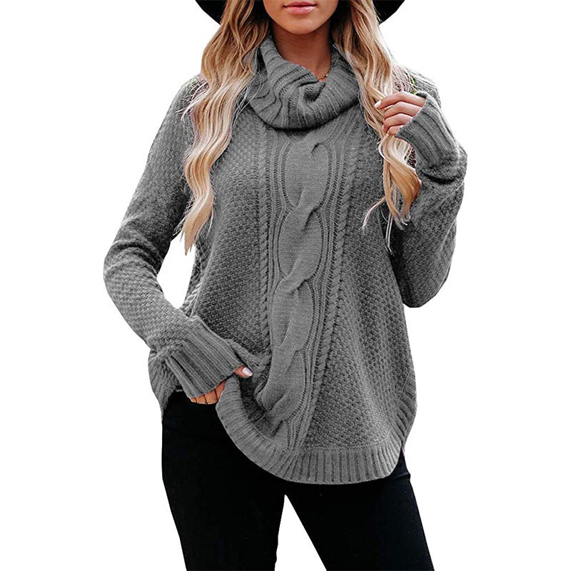 Women's classic style high collar knitted sweater