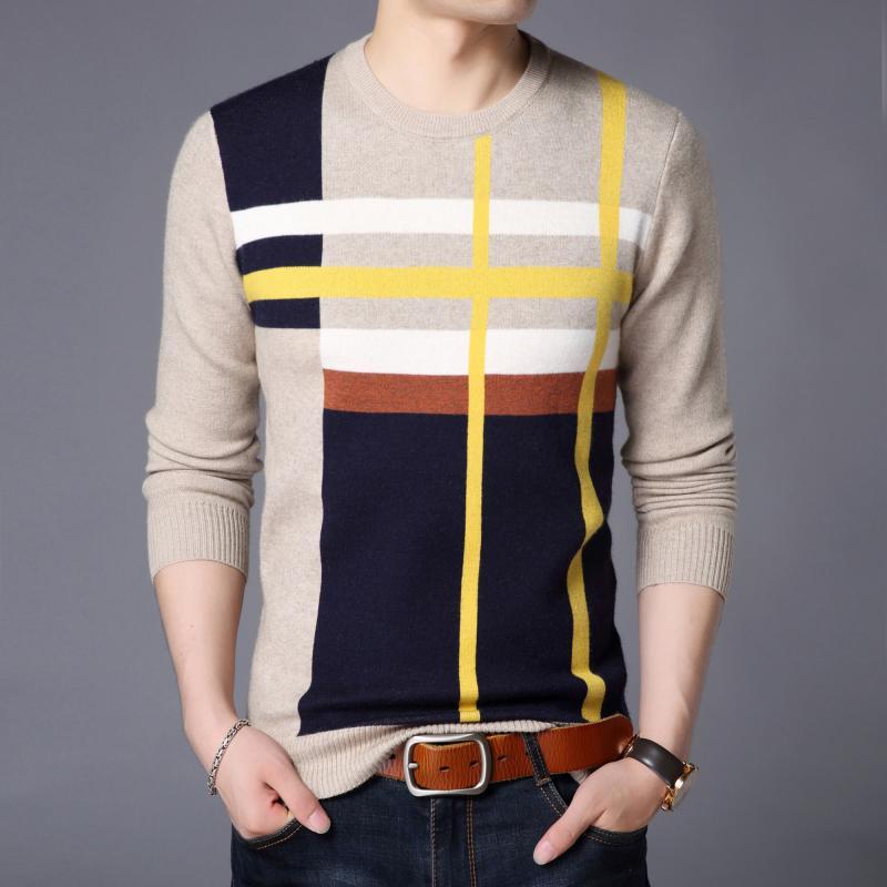 Men's casual striped long sleeve sweater