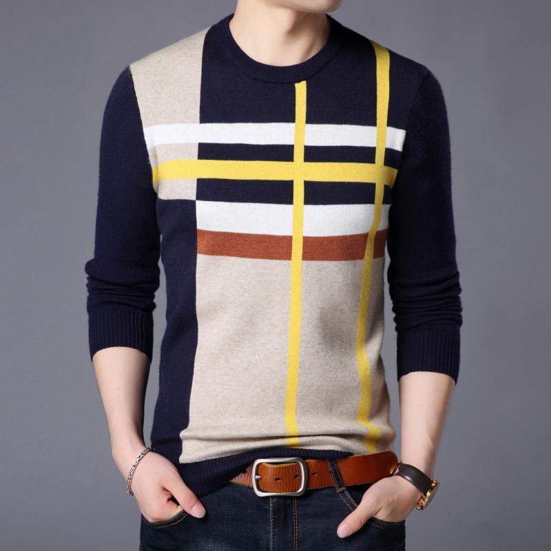 Men's casual striped long sleeve sweater