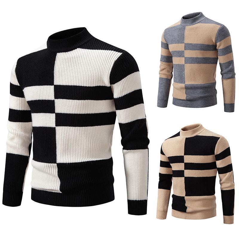 Men's slim-fit half-high collar knitwear, a stylish and casual fashion sweater