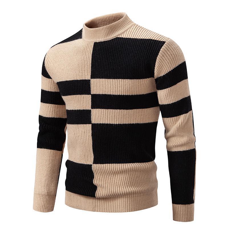 Men's slim-fit half-high collar knitwear, a stylish and casual fashion sweater