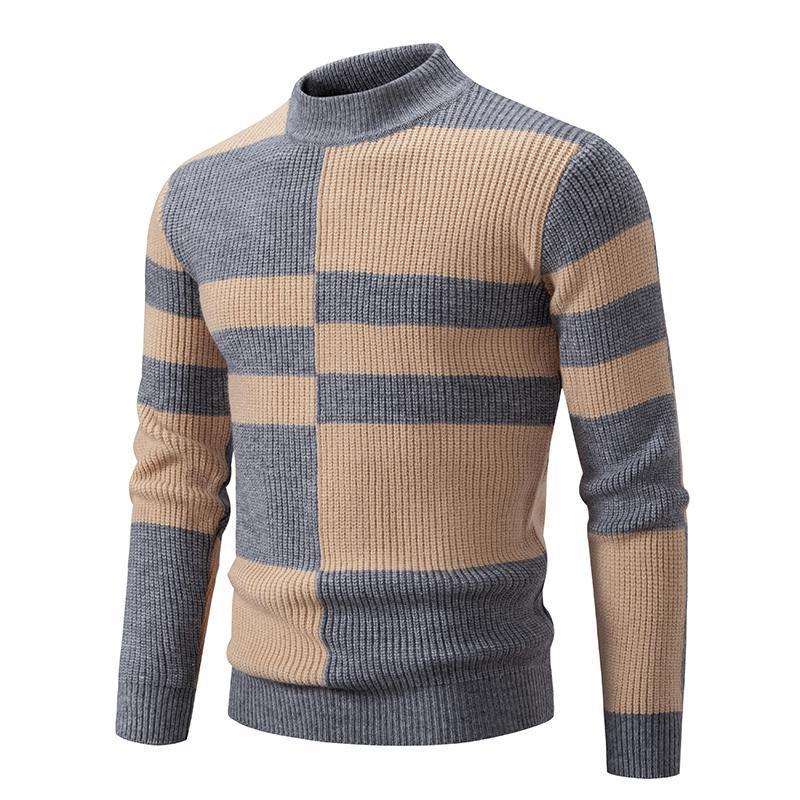 Men's slim-fit half-high collar knitwear, a stylish and casual fashion sweater