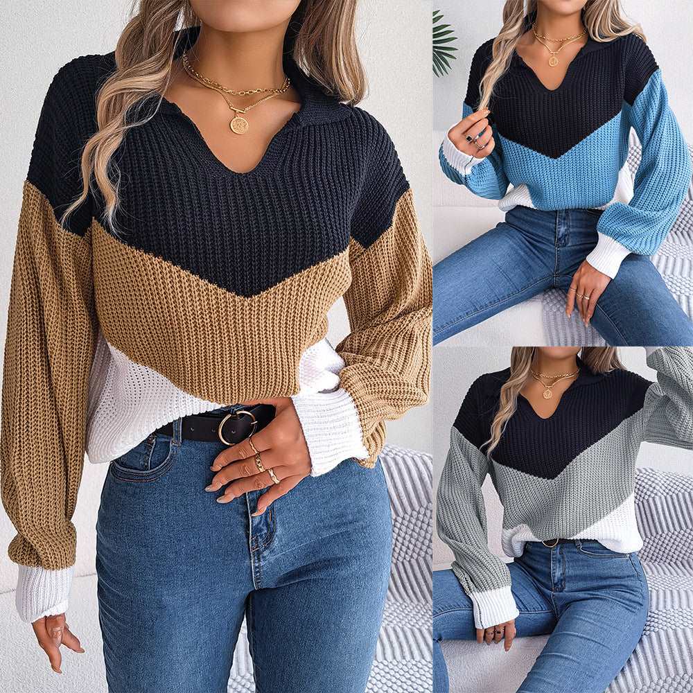 "Women's fashion long sleeve knitted sweater."