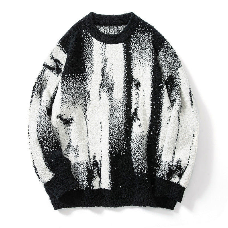 Men’s sweater in a loose fit with an abstract oil painting print