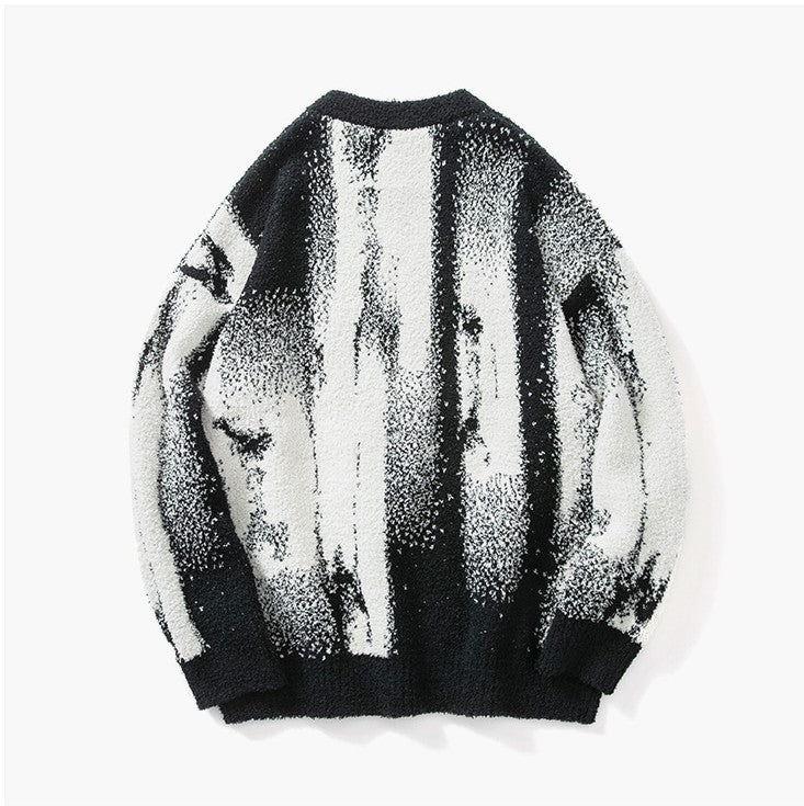 Men’s sweater in a loose fit with an abstract oil painting print