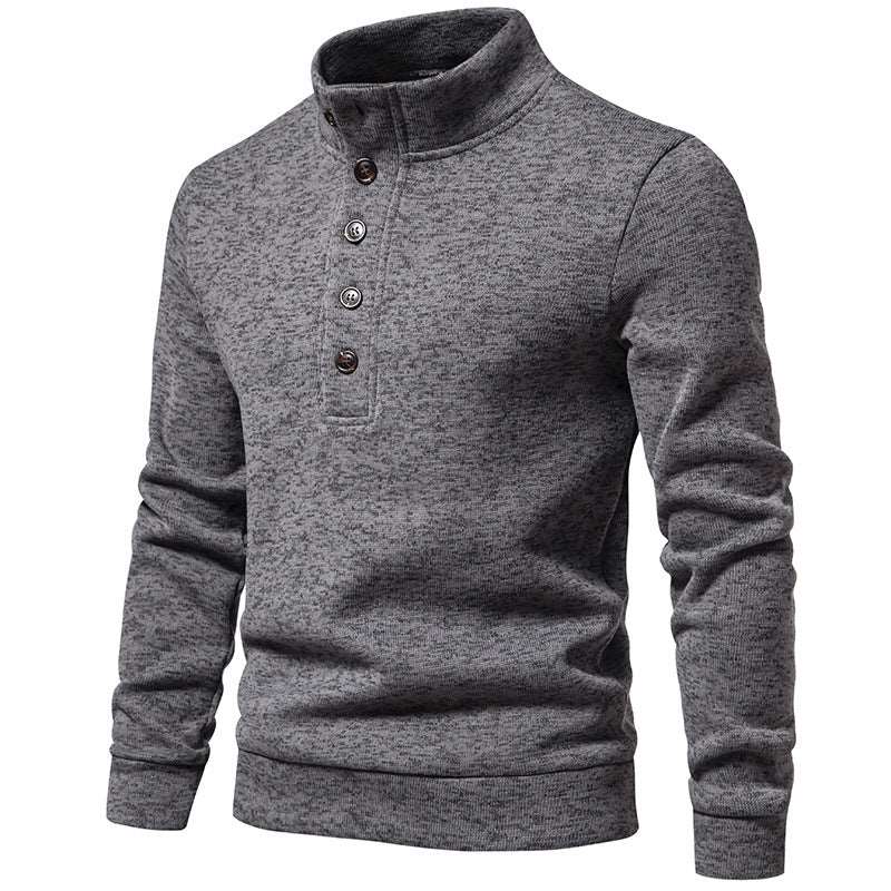 Casual loose men's turtleneck pullover with buttons