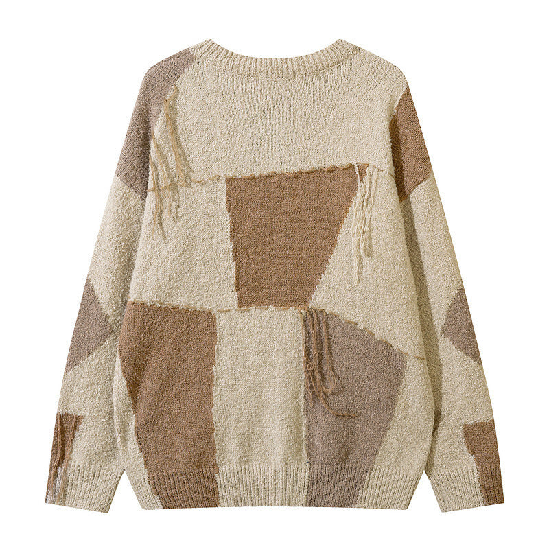 Men's sweater with tassels and a geometric motif, perfect for a youthful style