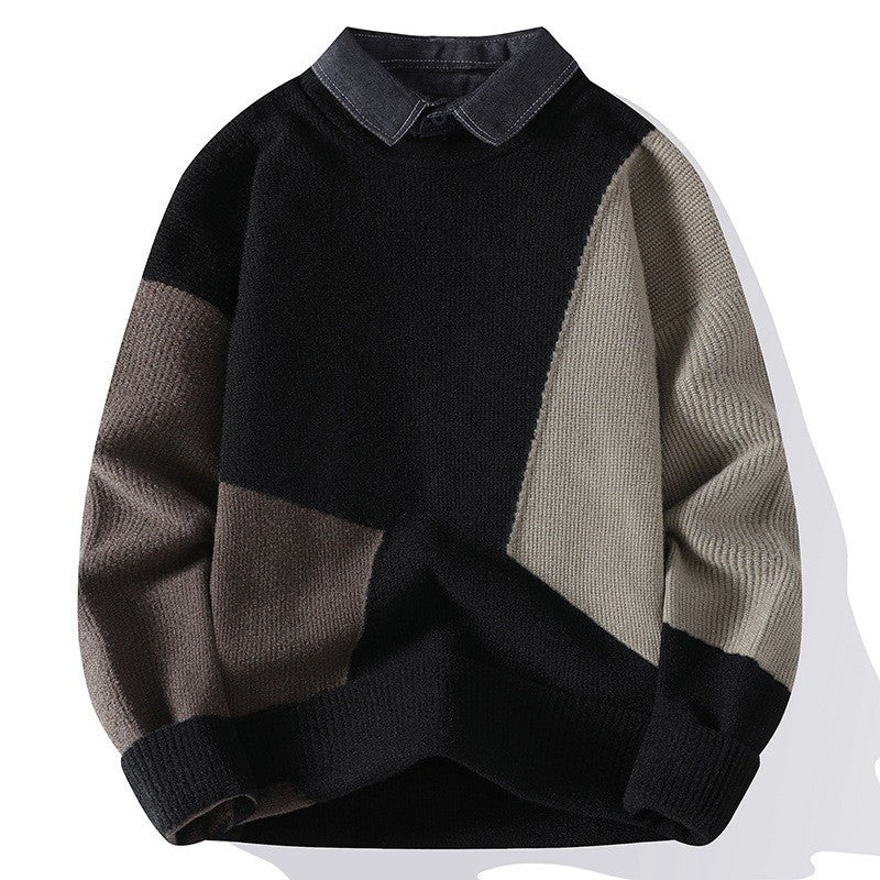 Men's classic thick knit loose sweater shirt