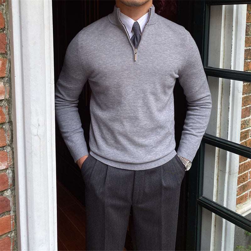 Men's casual fashion stand-up collar zipper knit long-sleeved sweater!!!