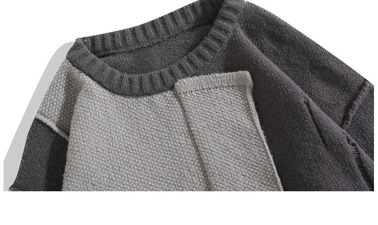 Men's extravagant, youthful hand-woven sweater with unique irregular stitching