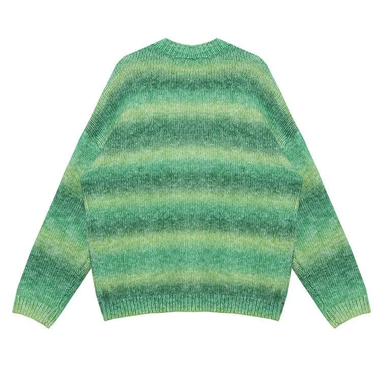 "Striped sweater for women, featuring a loose, soft waxy top in Mori fashion."