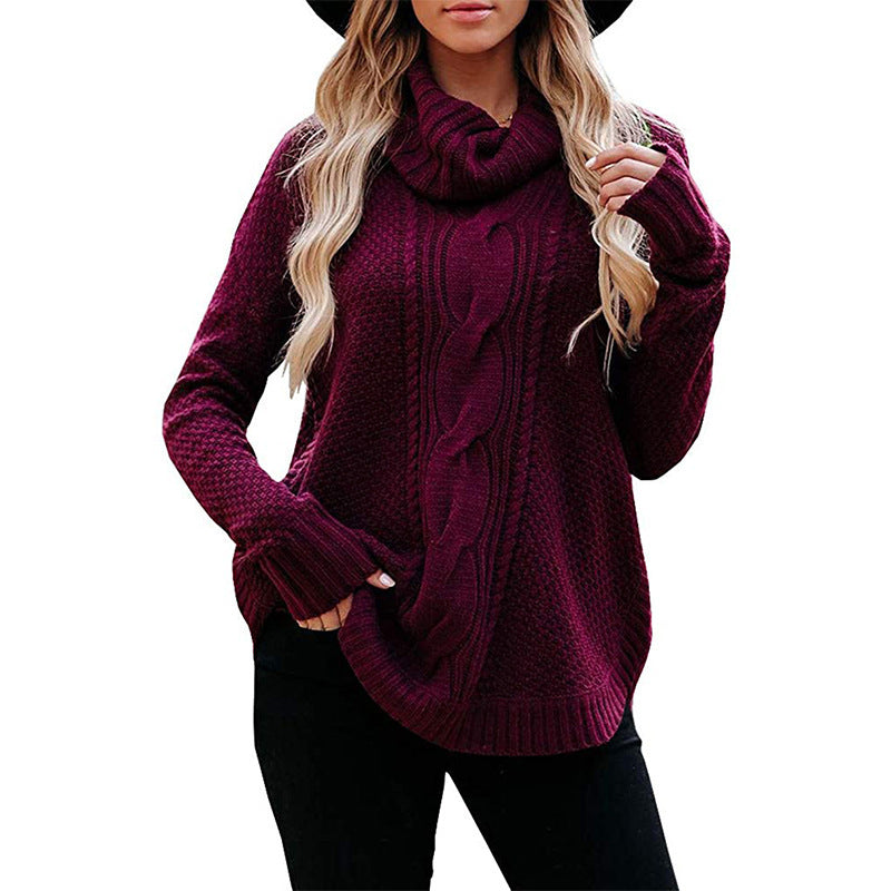 Women's classic style high collar knitted sweater