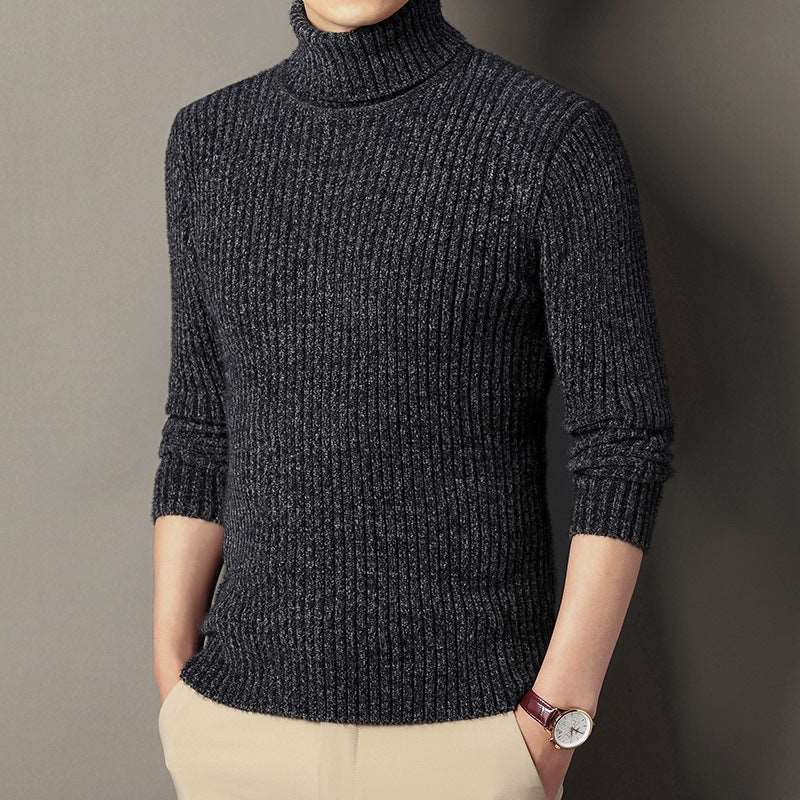 Men's long-sleeved casual sweater with a stand-up collar design