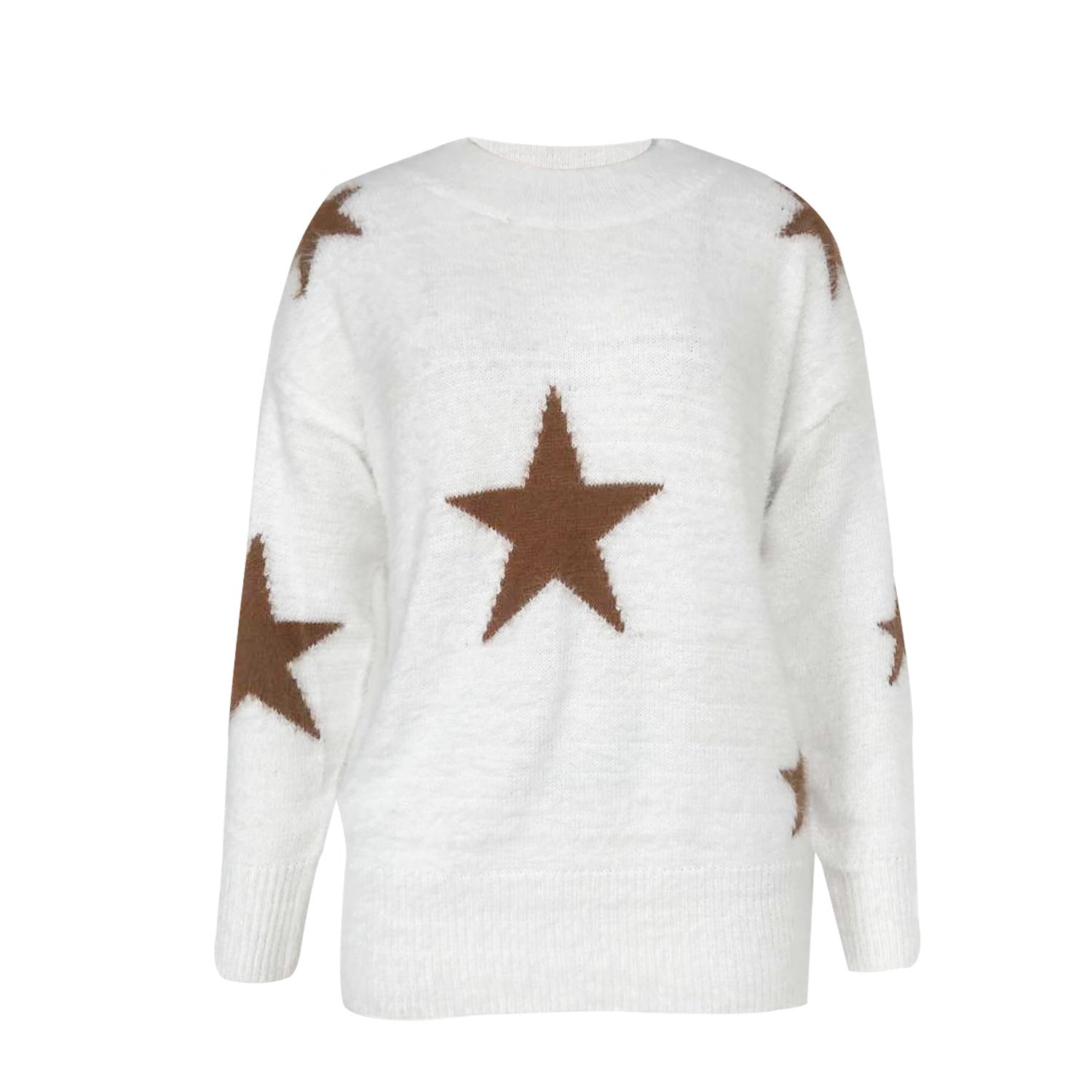 Women's knitted casual sweater with stars