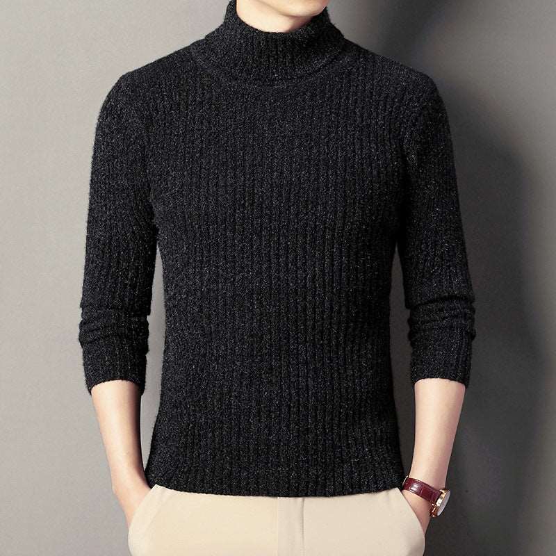 Men's long-sleeved casual sweater with a stand-up collar design