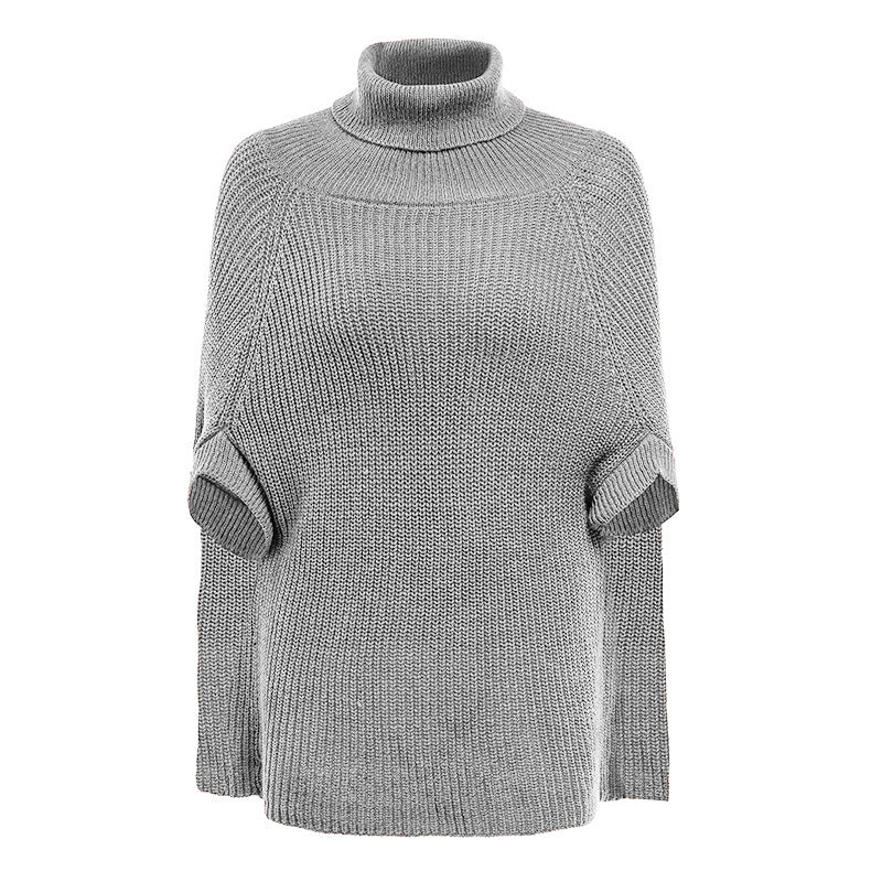 Solid color modern knitted cape-sweater for women