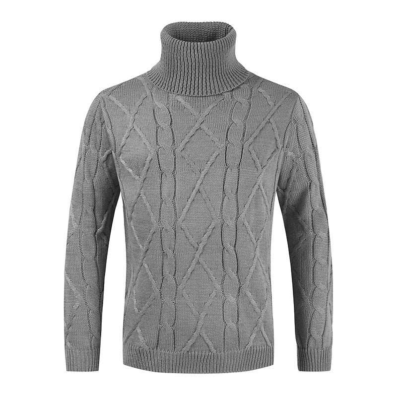 Men's loose solid color turtleneck sweater