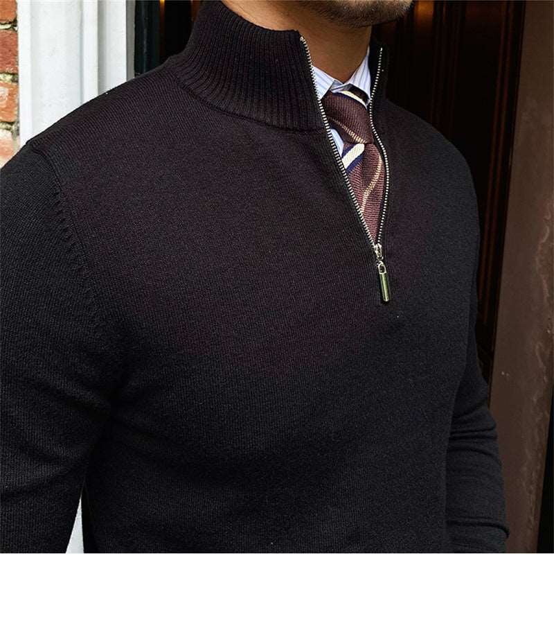 Men's casual fashion stand-up collar zipper knit long-sleeved sweater!!!