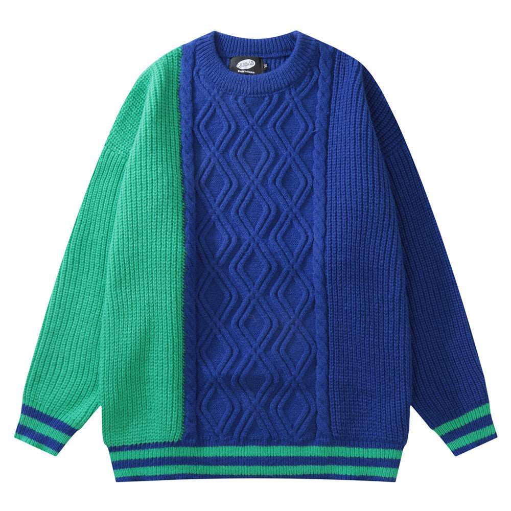 "Men's loose twist knit pullover sweater."