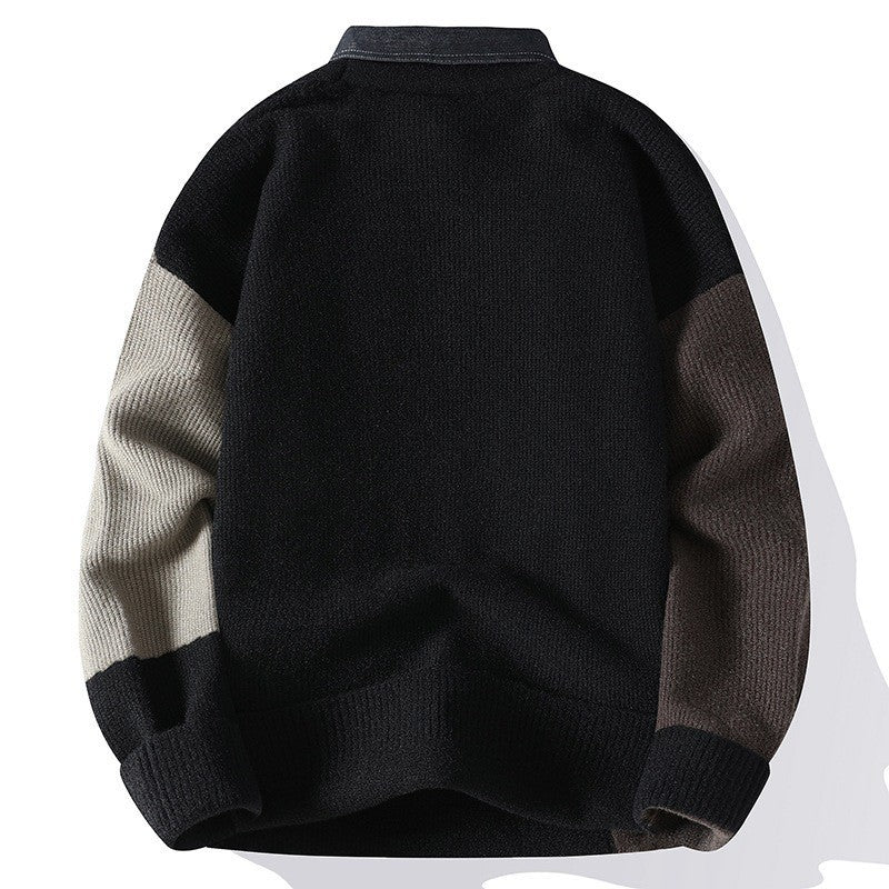 Men's classic thick knit loose sweater shirt