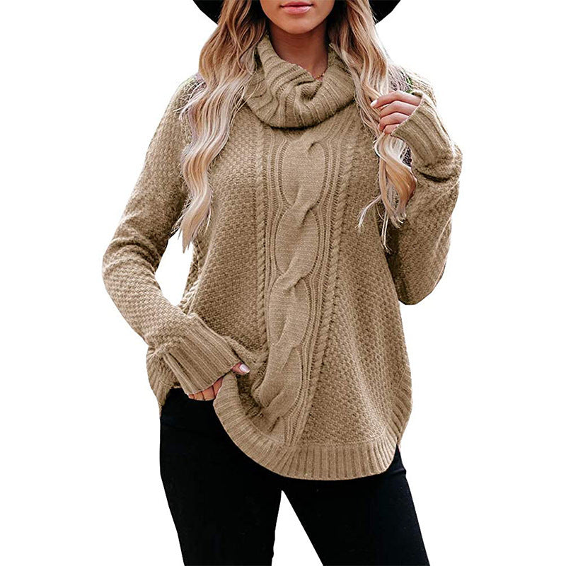 Women's classic style high collar knitted sweater