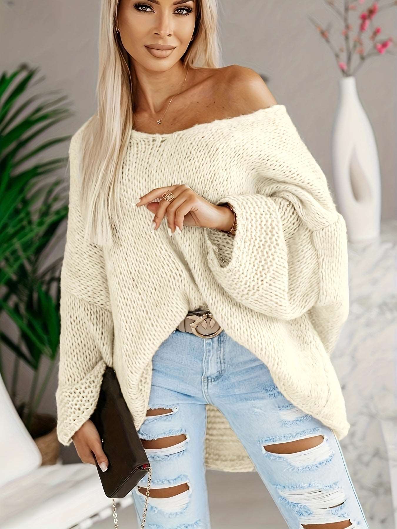 "New leisure pullover sweater for women, featuring loose fashion and plus size design."