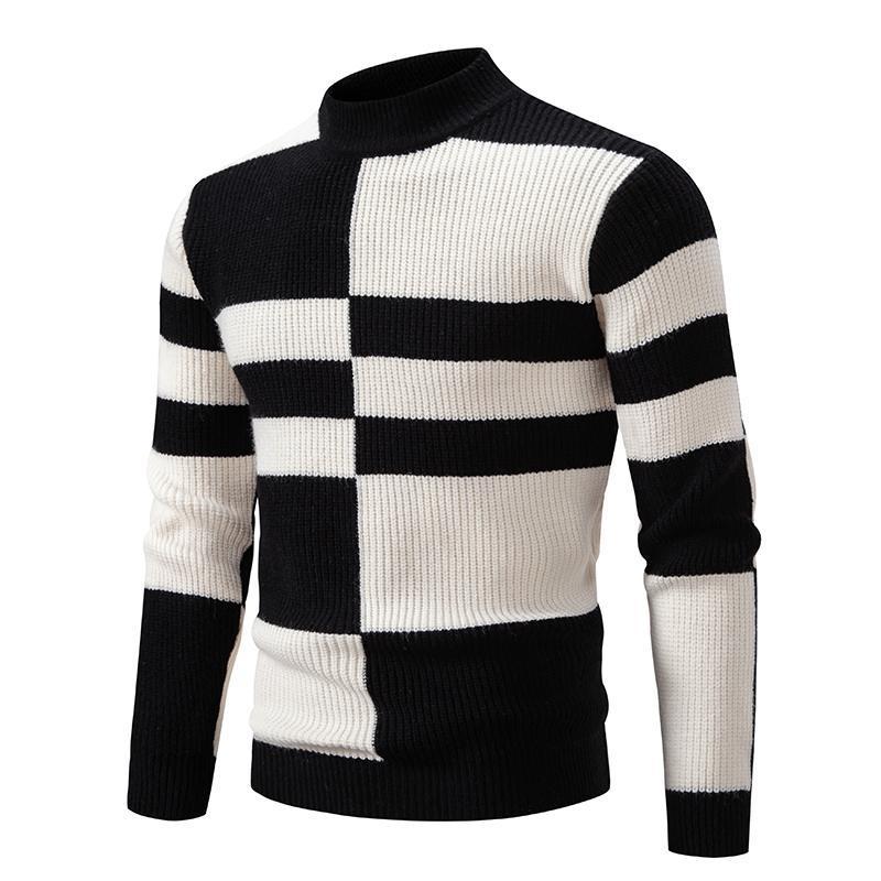 Men's slim-fit half-high collar knitwear, a stylish and casual fashion sweater