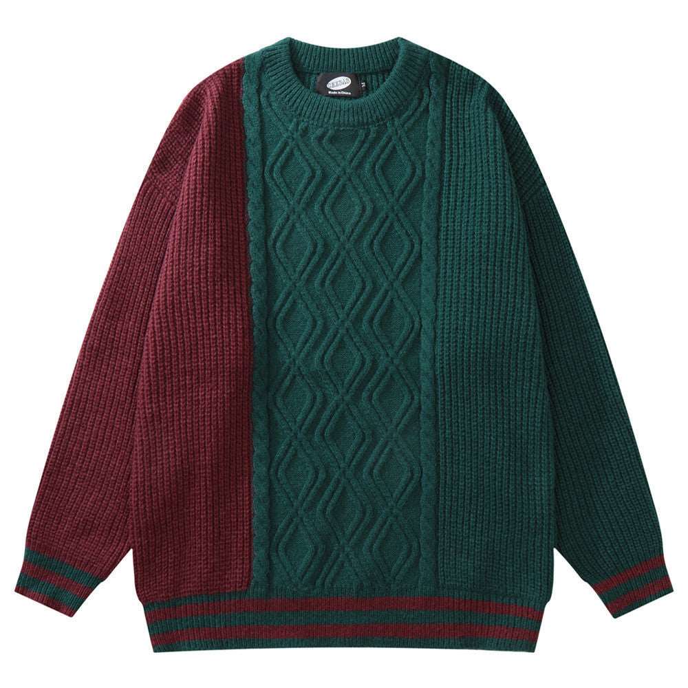 "Men's loose twist knit pullover sweater."