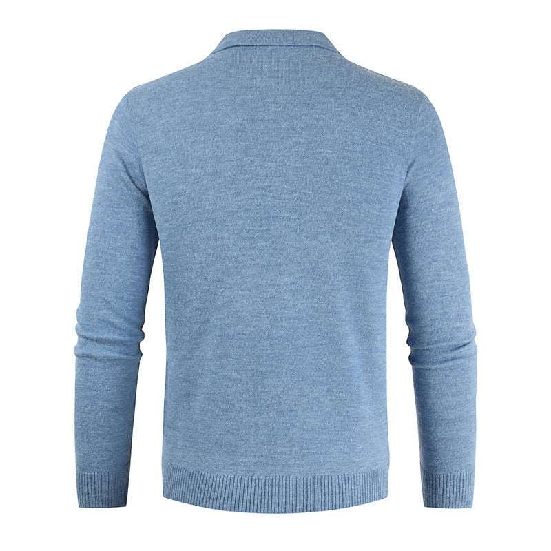 Men's knitted undercoat with a solid polo collar, simple yet stylish