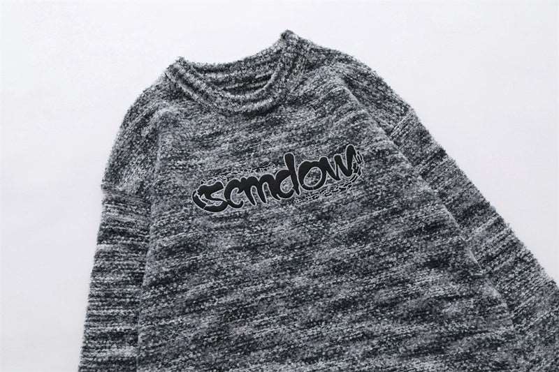 Crew neck sweater for men with letter embroidery