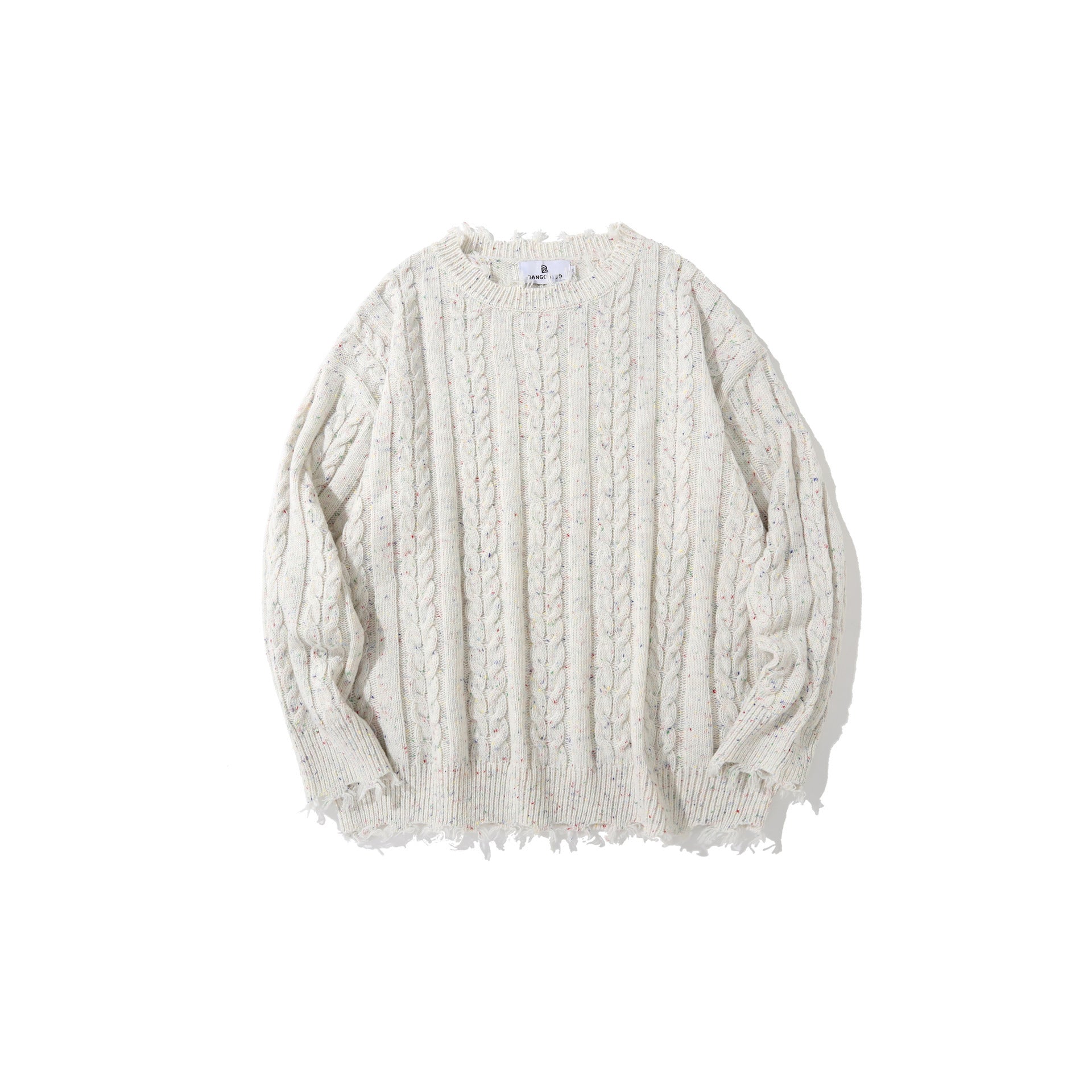 Men's ripped sweater in a pure color with twist knit design