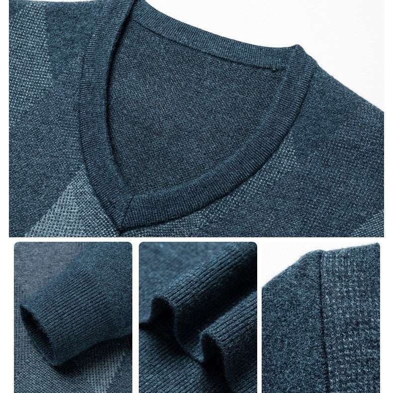 "Men's V-neck sweater with thickened bottoming shirt."