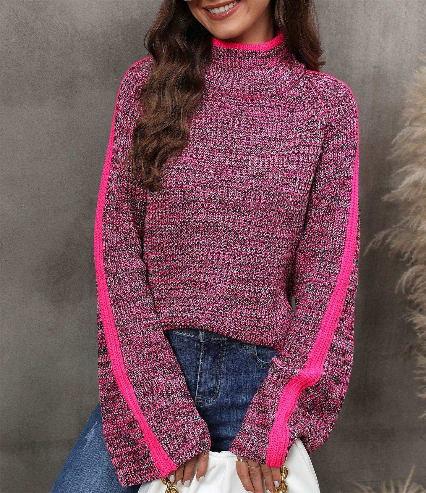 "Popular women's sweater with patched colors."