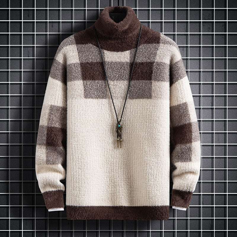 Men's sweater features mink hair, a stylish loose fit, and a plush velvet lining for extra warmth