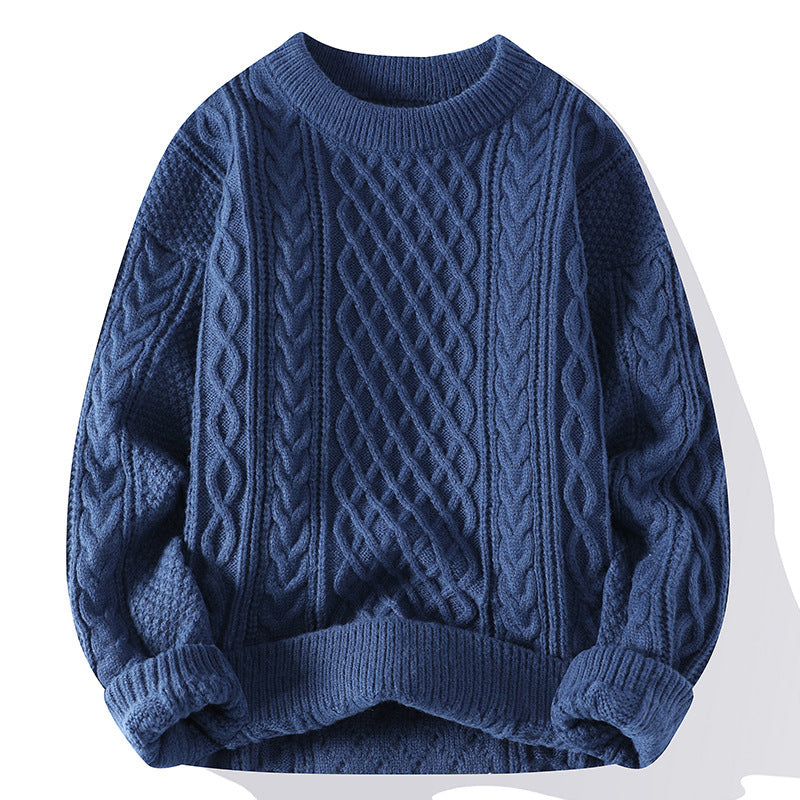 Classic twist-knit men's sweater with a distinctive touch