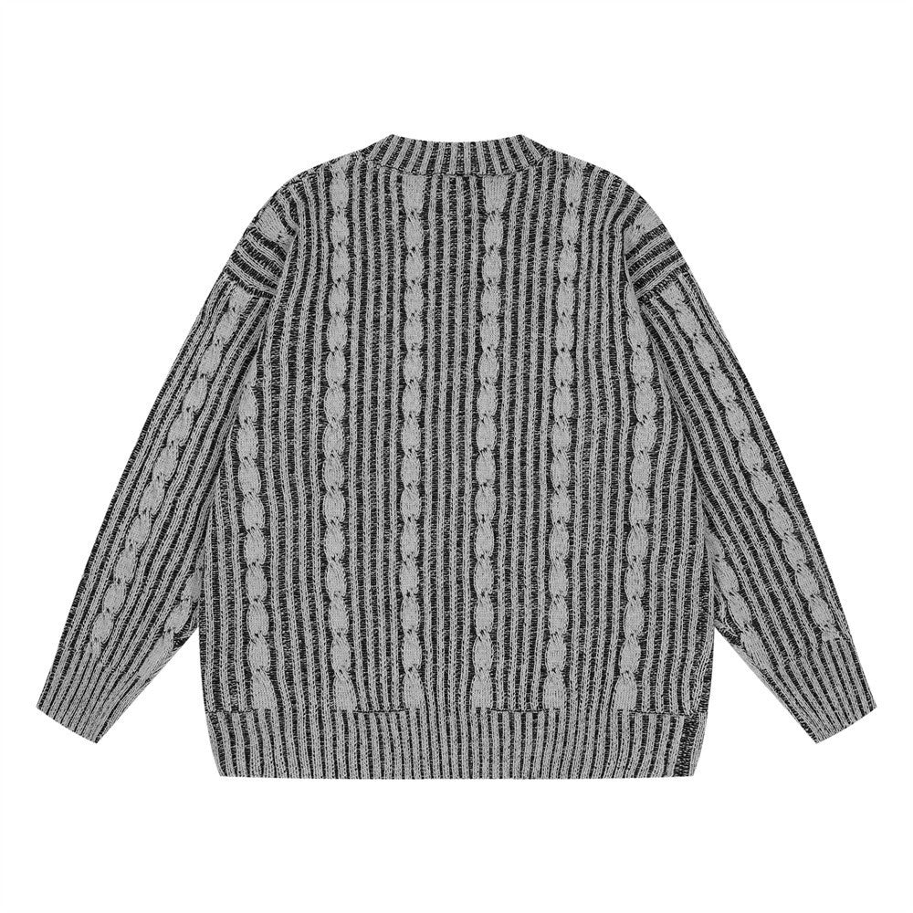 Men's sweater in casual style with vertical stripes