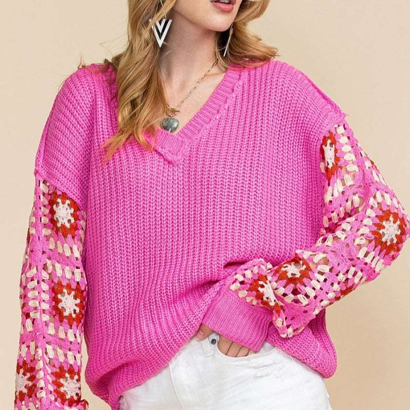 Women's modern crocheted knitted sweater, perfect for casual all-match styling