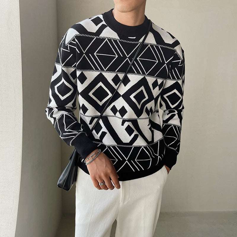 Men's geometric jacquard trend with a light ripening wind