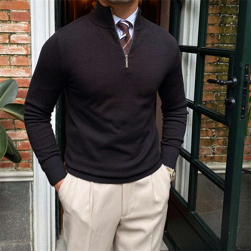 Men's casual fashion stand-up collar zipper knit long-sleeved sweater!!!