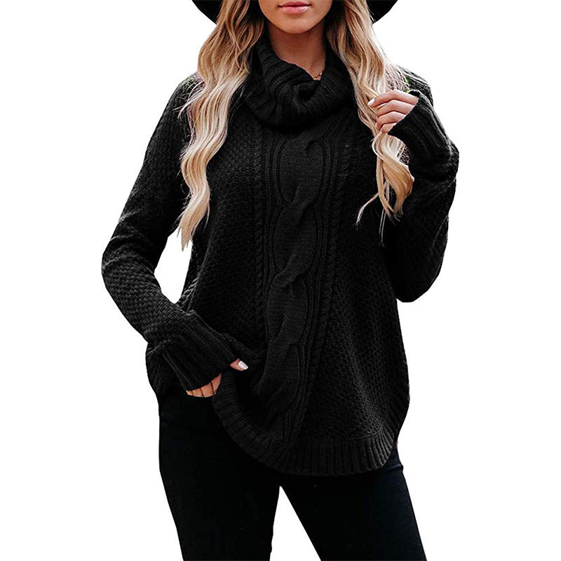 Women's classic style high collar knitted sweater