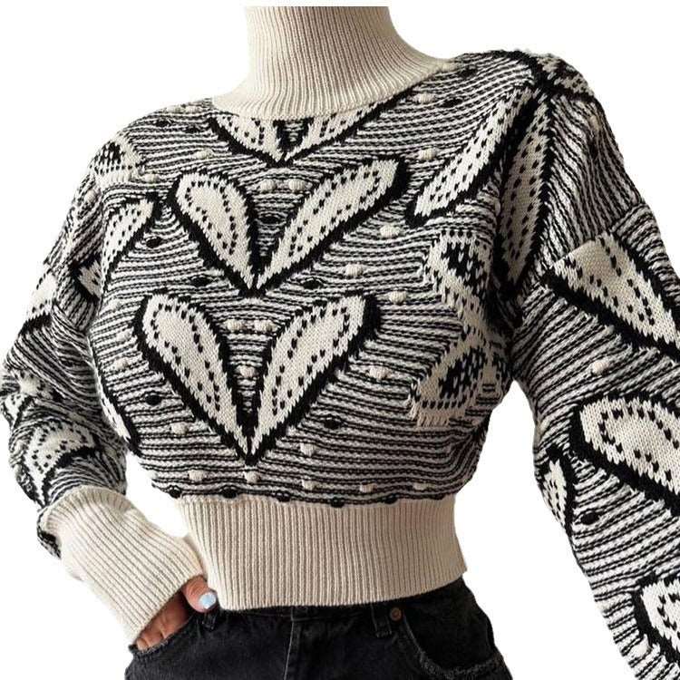 Trendy slim-fit long-sleeved wool sweater for women